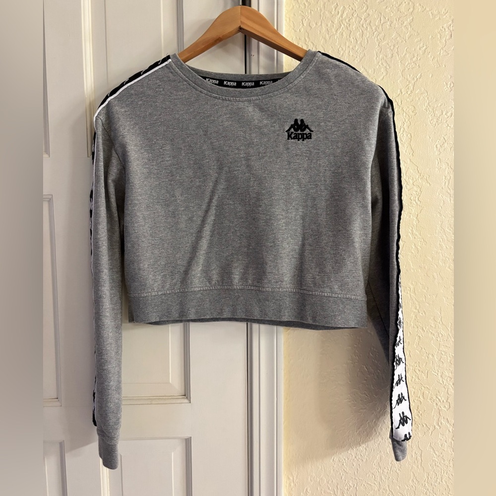 Kappa Pullover Cropped Monogram Grey Sweatshirt L… - image 1
